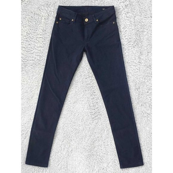 Zara SZ 38 US 6 Basic Denim Dept Z1975 Skinny Blue Dark Wash Low Rise Jeans EUC